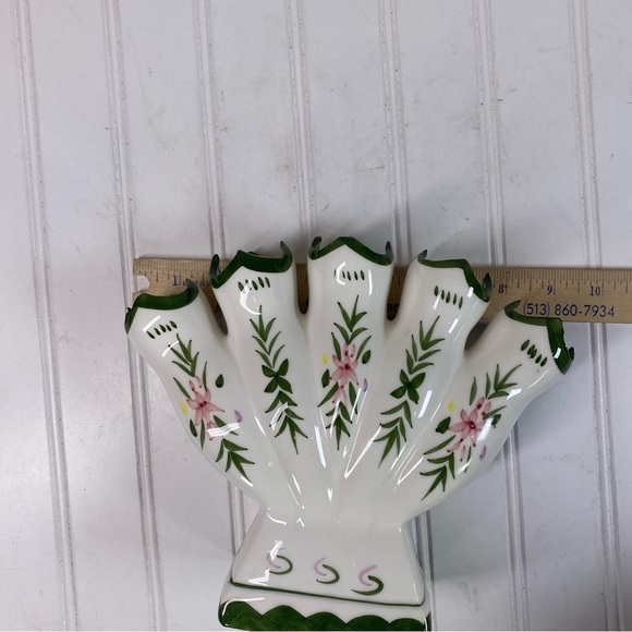 Vintage Five finger fan ceramic bud vase - Picture 6 of 7